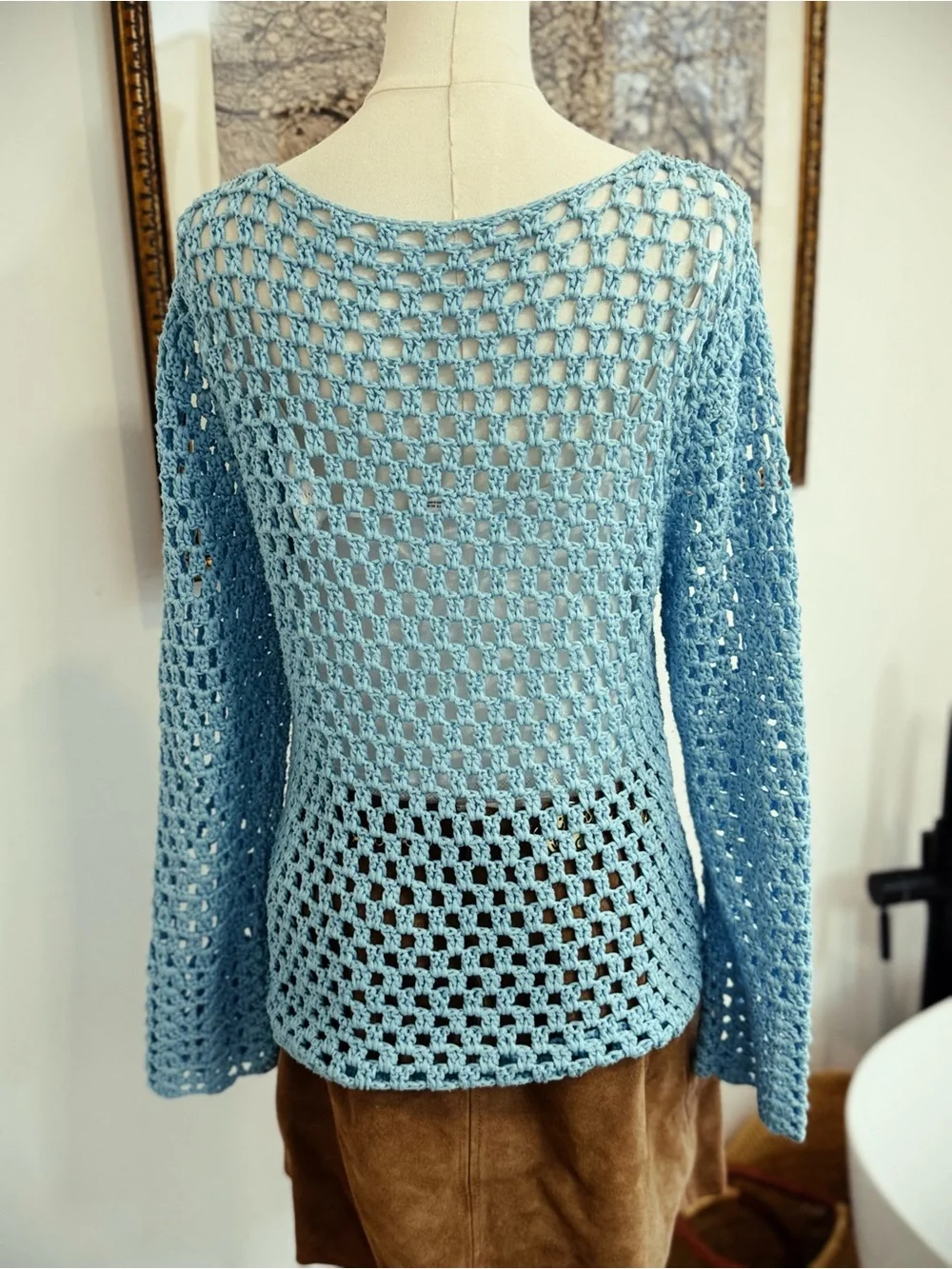 ✨ FREE PEOPLE crochet vintage 1970s sweater